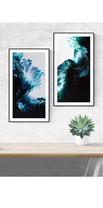 art print of OG wave and Peacock on the wall