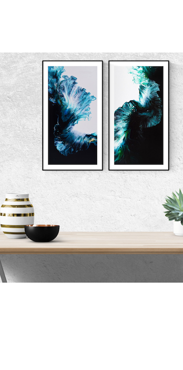 art print of Peacock and OG Wave on the wall